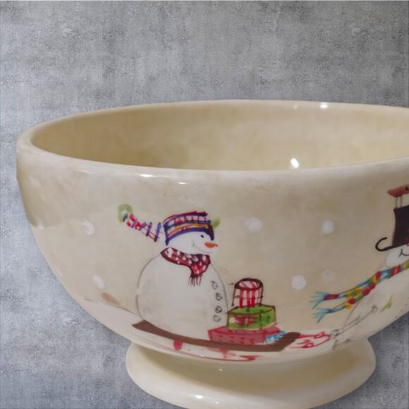 Oneida 3 piece set  Snowmates Cream  Christmas Bowl Plate Cup Earthenware - Picture 2 of 9